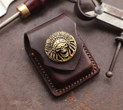 Cool Dark Brown Leather Mens Holster Zippo Lighter Case Standard Zippo Lighter Holder For Men - iwalletsmen