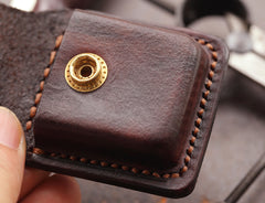 Cool Dark Brown Leather Mens Holster Zippo Lighter Case Standard Zippo Lighter Holder For Men - iwalletsmen