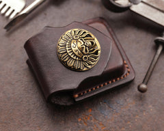 Cool Dark Brown Leather Mens Holster Zippo Lighter Case Standard Zippo Lighter Holder For Men - iwalletsmen