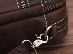 Coffee Leather Mens Small Messenger Bag Cool Mini Side Bag Belt Bag for men - iwalletsmen