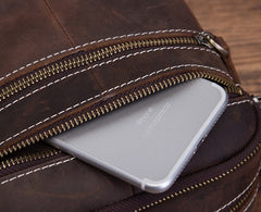 Coffee Leather Mens Small Messenger Bag Cool Mini Side Bag Belt Bag for men - iwalletsmen