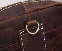 Coffee Leather Mens Small Messenger Bag Cool Mini Side Bag Belt Bag for men - iwalletsmen