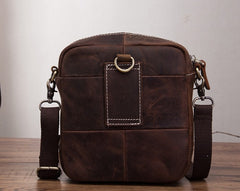 Coffee Leather Mens Small Messenger Bag Cool Mini Side Bag Belt Bag for men - iwalletsmen