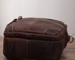 Coffee Leather Mens Small Messenger Bag Cool Mini Side Bag Belt Bag for men - iwalletsmen