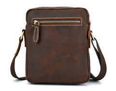 Cool Dark Brown Leather Mens Small Messenger Bags Cool Side Bag Tablet Messenger Bag for men - iwalletsmen