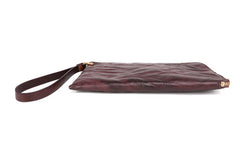 COFFEE Small MENS LEATHER SLIM ZIPPER CLUTCH WRISTLET PURSE BAG CLUTCH BAG FOR MEN - iwalletsmen