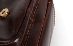 Cool Dark Brown Vintage Leather Small Side Bag Messenger Bag Shoulder Bags For Men - iwalletsmen