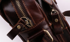 Cool Dark Brown Vintage Leather Small Side Bag Messenger Bag Shoulder Bags For Men - iwalletsmen