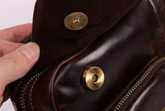 Cool Dark Brown Vintage Leather Small Side Bag Messenger Bag Shoulder Bags For Men - iwalletsmen
