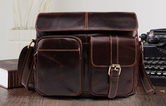 Cool Dark Brown Vintage Leather Small Side Bag Messenger Bag Shoulder Bags For Men - iwalletsmen