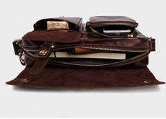Cool Dark Brown Vintage Leather Small Side Bag Messenger Bag Shoulder Bags For Men - iwalletsmen
