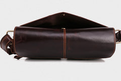 Cool Dark Brown Vintage Leather Small Side Bag Messenger Bag Shoulder Bags For Men - iwalletsmen