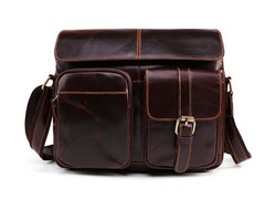 Cool Dark Brown Vintage Leather Small Side Bag Messenger Bag Shoulder Bags For Men - iwalletsmen