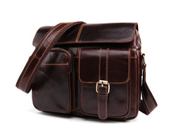 Cool Dark Brown Vintage Leather Small Side Bag Messenger Bag Shoulder Bags For Men - iwalletsmen