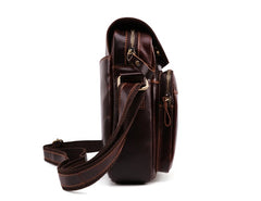 Cool Dark Brown Vintage Leather Small Side Bag Messenger Bag Shoulder Bags For Men - iwalletsmen