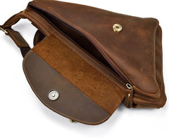 Cool Triangular Leather Mens Sling Bag Chest Bag Sling Crossbody Bag One Shoulder Backpack For Mens - iwalletsmen