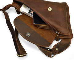 Cool Triangular Leather Mens Sling Bag Chest Bag Sling Crossbody Bag One Shoulder Backpack For Mens - iwalletsmen