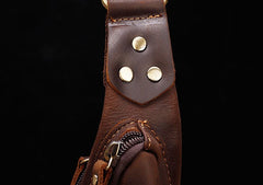 Cool Brown Leather Triangular Chest Bag Sling Bag Sling Crossbody Bag For Mens - iwalletsmen