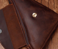Cool Brown Leather Triangular Chest Bag Sling Bag Sling Crossbody Bag For Mens - iwalletsmen