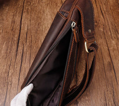Cool Brown Leather Triangular Chest Bag Sling Bag Sling Crossbody Bag For Mens - iwalletsmen