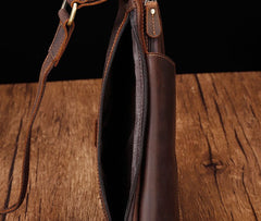 Cool Brown Leather Triangular Chest Bag Sling Bag Sling Crossbody Bag For Mens - iwalletsmen