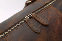 Cool Vintage Brown Leather Men Barrel Overnight Bags Travel Bags Weekender Bags For Men - iwalletsmen