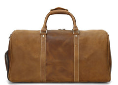 Cool Vintage Brown Leather Men Barrel Overnight Bags Travel Bags Weekender Bags For Men - iwalletsmen