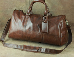 Cool Coffee Brown Leather Mens Large Travel Bag Overnight Bag Weekender Bags For Men - iwalletsmen