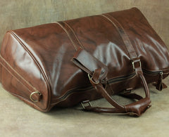 Cool Coffee Brown Leather Mens Large Travel Bag Overnight Bag Weekender Bags For Men - iwalletsmen