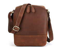 Cool Dark Brown Leather Mens Tablet Messenger Bag Small Side Bag Courier Bag For Men - iwalletsmen