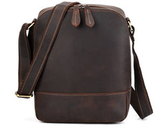 Cool Dark Brown Leather Mens Tablet Messenger Bag Small Side Bag Courier Bag For Men - iwalletsmen