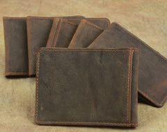 Cool Dark Brown Leather Mens Small Bifold Wallet billfold Wallet License Wallet for Men - iwalletsmen