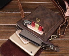 Cool Dark Brown Leather Mens Belt Pouch Small Side Bag Belt Bag For Men - iwalletsmen
