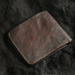 Cool Distressed Brown Leather Mens SMall Wallet billfold Wallet Bifold Front Pocket Wallet For Men - iwalletsmen