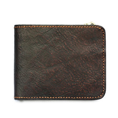 Distressed Coffee Leather Mens Small Wallet billfold Wallet Handmade Bifold Front Pocket Wallet For Men - iwalletsmen