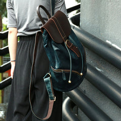 Cool Green Mens Leather Backpack Travel Backpacks Laptop Backpacks for men - iwalletsmen