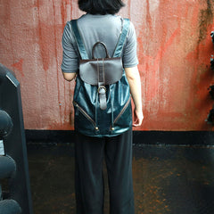 Cool Green Mens Leather Backpack Travel Backpacks Laptop Backpacks for men - iwalletsmen