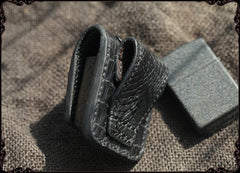 Cool Handmade Black Leather Mens Zippo Lighter Cover Classic Zippo Lighter Holder For Men - iwalletsmen