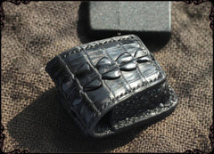 Cool Handmade Black Leather Mens Zippo Lighter Cover Classic Zippo Lighter Holder For Men - iwalletsmen