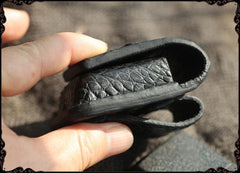 Cool Handmade Black Leather Mens Zippo Lighter Cover Classic Zippo Lighter Holder For Men - iwalletsmen