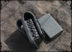 Cool Handmade Black Leather Mens Zippo Lighter Cover Classic Zippo Lighter Holder For Men - iwalletsmen