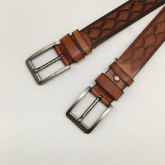 Handmade Cool Brown Tooled Leather Mens Belt Dark Brown Leather Belt for Men - iwalletsmen