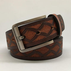 Handmade Cool Brown Tooled Leather Mens Belt Dark Brown Leather Belt for Men - iwalletsmen