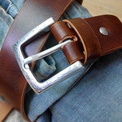 Cool Handmade Brown Leather Mens Belt Leather Belt for Men - iwalletsmen