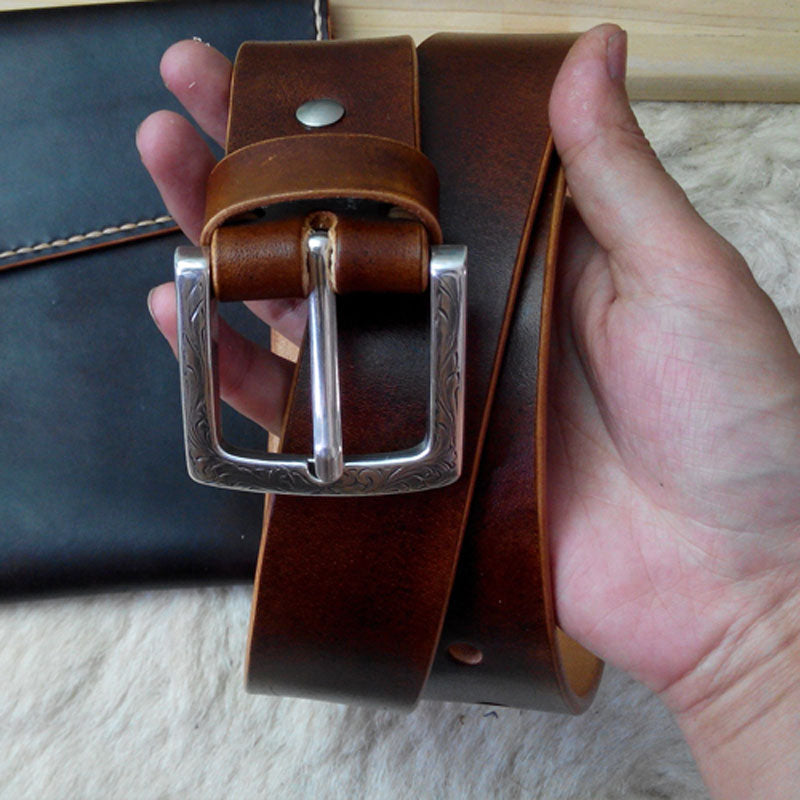 Cool Handmade Brown Leather Mens Belt Leather Belt for Men - iwalletsmen