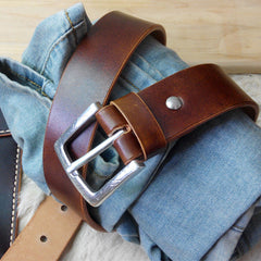 Cool Handmade Brown Leather Mens Belt Leather Belt for Men - iwalletsmen