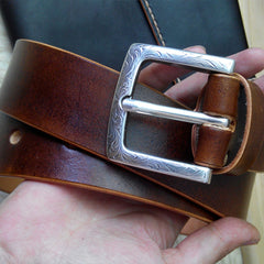 Cool Handmade Brown Leather Mens Belt Leather Belt for Men - iwalletsmen