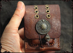 Cool Handmade Brown Leather Mens Zippo Cigarette Case with Lighter Holder Belt Loop for Men - iwalletsmen