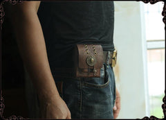 Cool Handmade Brown Leather Mens Zippo Cigarette Case with Lighter Holder Belt Loop for Men - iwalletsmen