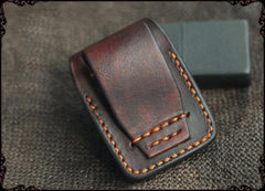 Cool Handmade Coffee Leather Mens Classic Zippo Lighter Case With Belt Loop Standard Lighter Holder for Men - iwalletsmen